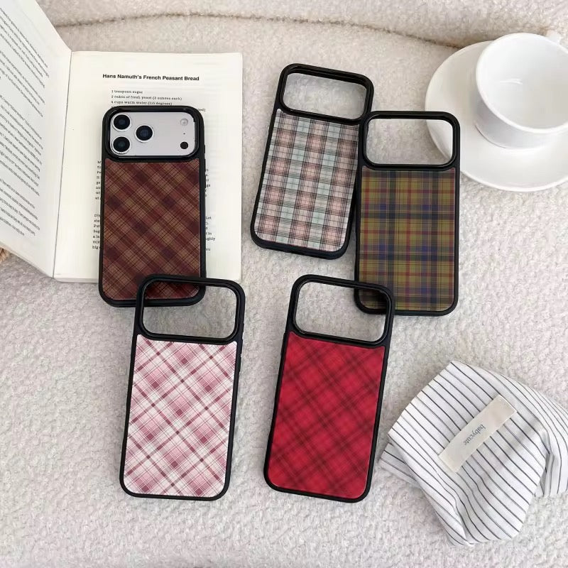 Checks Plaid High-Quality Trendy Magnetic Black Bumper iPhone Pre-Order Case