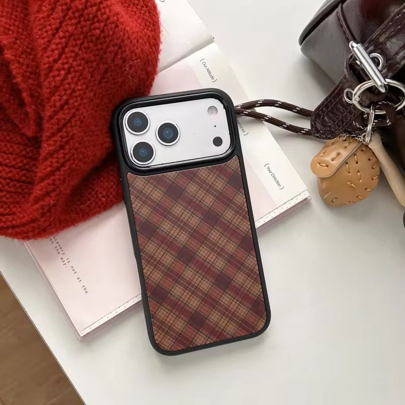 Checks Plaid High-Quality Trendy Magnetic Black Bumper iPhone Pre-Order Case