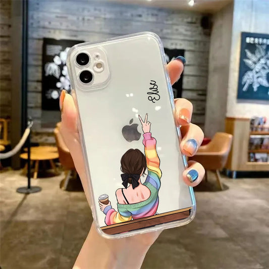 Girl Name Initial Clear Transparent Custom Slim Soft Cases