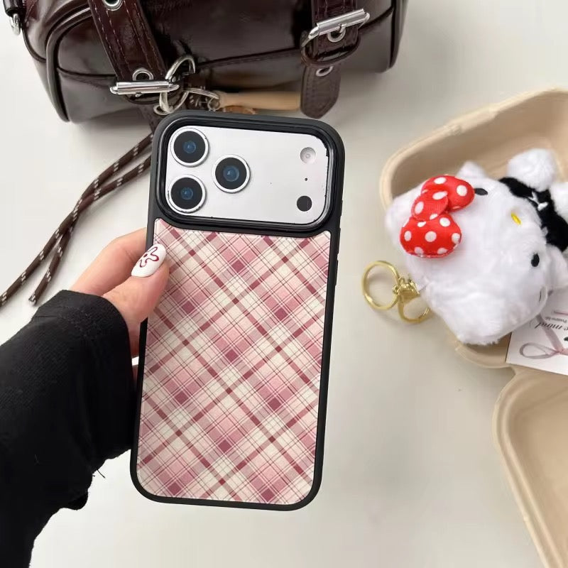 Checks Plaid High-Quality Trendy Magnetic Black Bumper iPhone Pre-Order Case