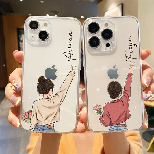 Girl Name Initial Floral Bouquet Clear Transparent Custom Slim Soft Cases