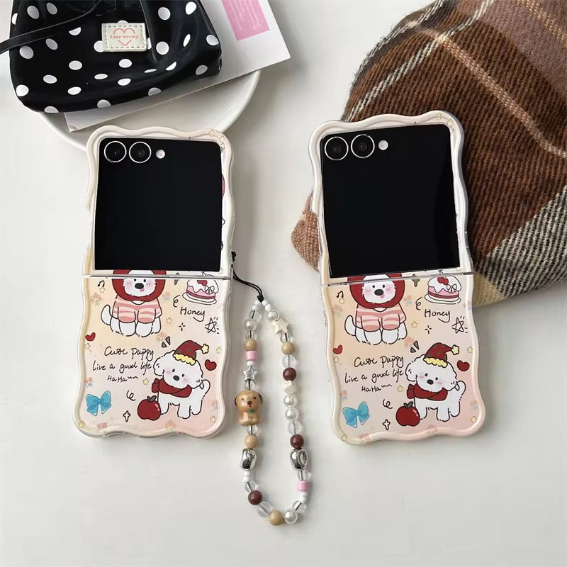 Cute Dog Bracelet Lanyard Chain Samsung Z Flip Pre-Order Case