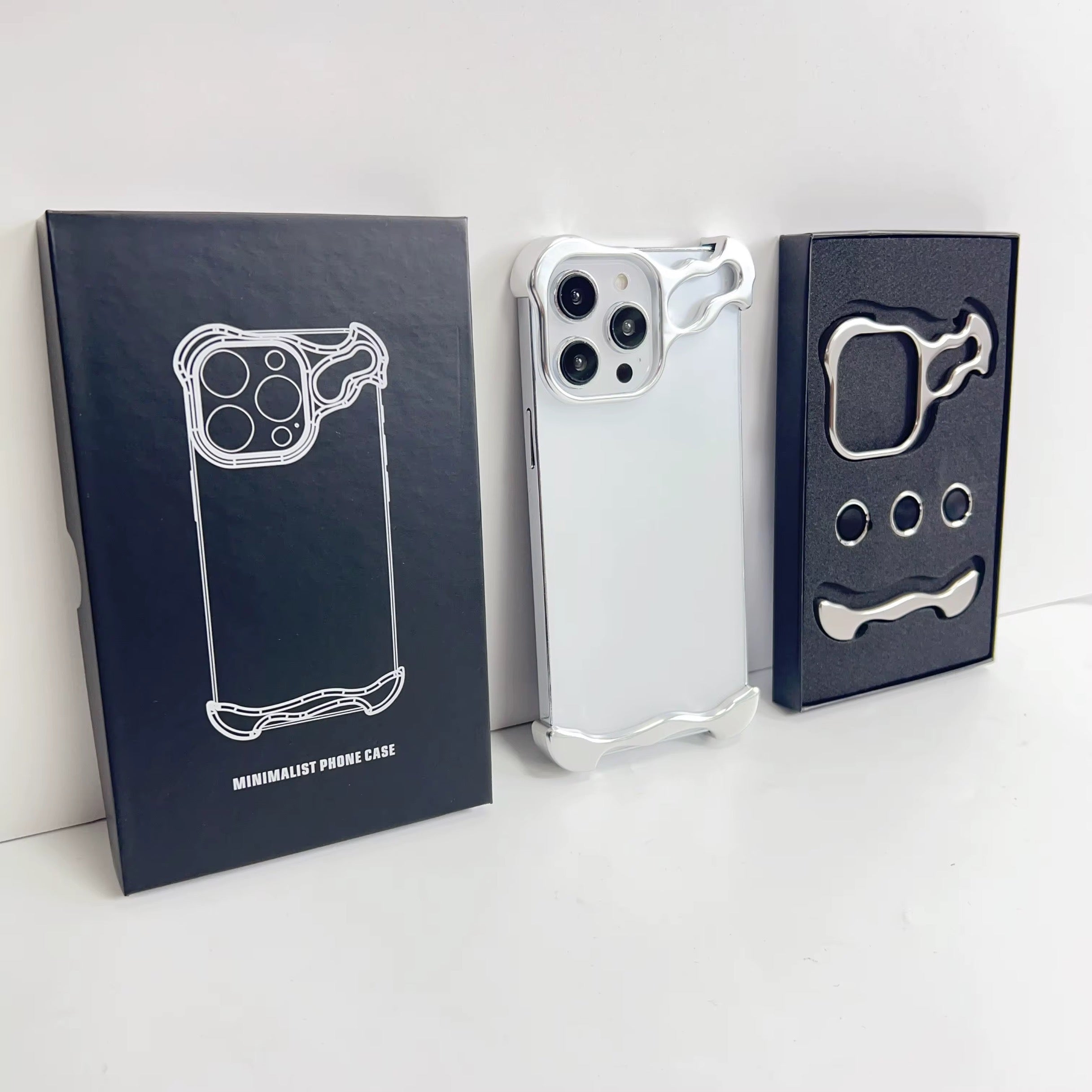 Premium Skeleton Luxury iPhone Samsung Sleek Aluminium Metal Bumper Case With Camera Lens Protection