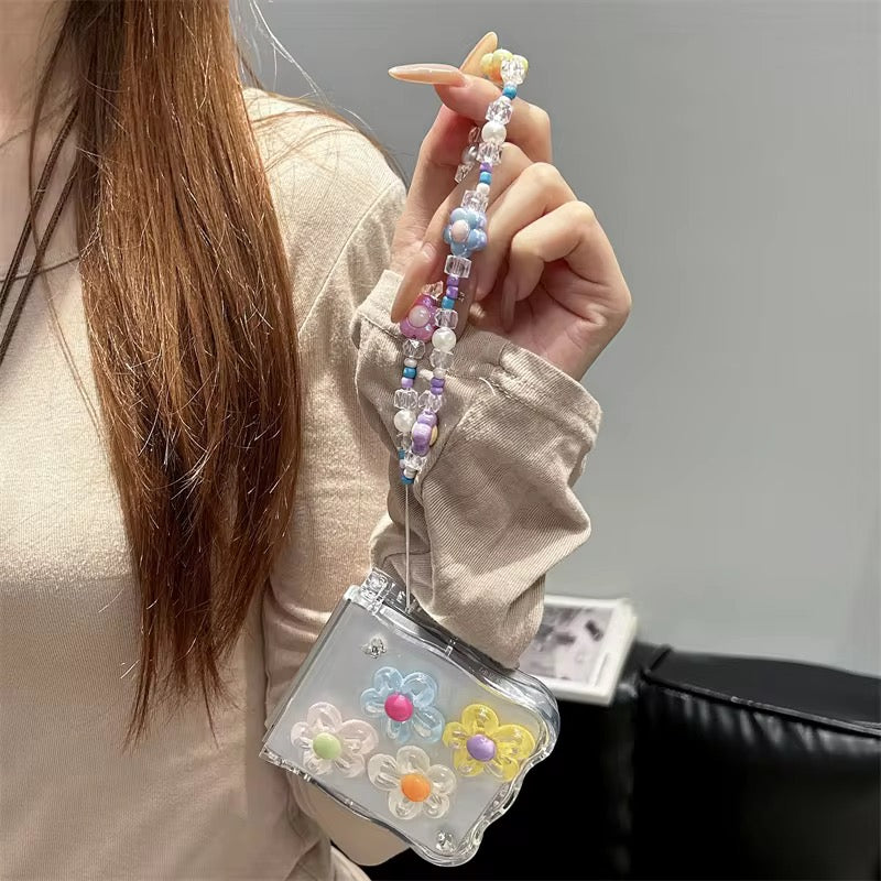 Colorful Floral Wavy Edge Bumper Lanyard Chain Samsung Z Flip Pre-Order Case