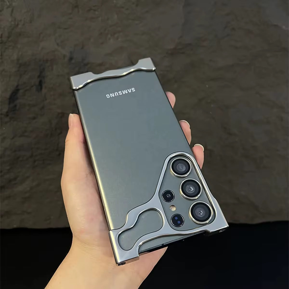 Premium Skeleton Luxury Samsung Samsung Sleek Aluminium Metal Bumper Case With Camera Lens Protection