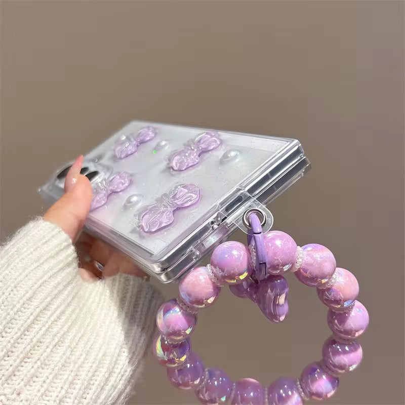 3D Purple Bow Lanyard Bracelet Chain Samsung Z Flip Fold Pre-Order Case