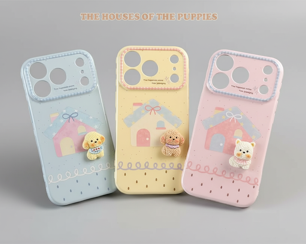 Korean Cute 3D Puppy Home iPhone Pre-Order Glossy Soft Silicone Case