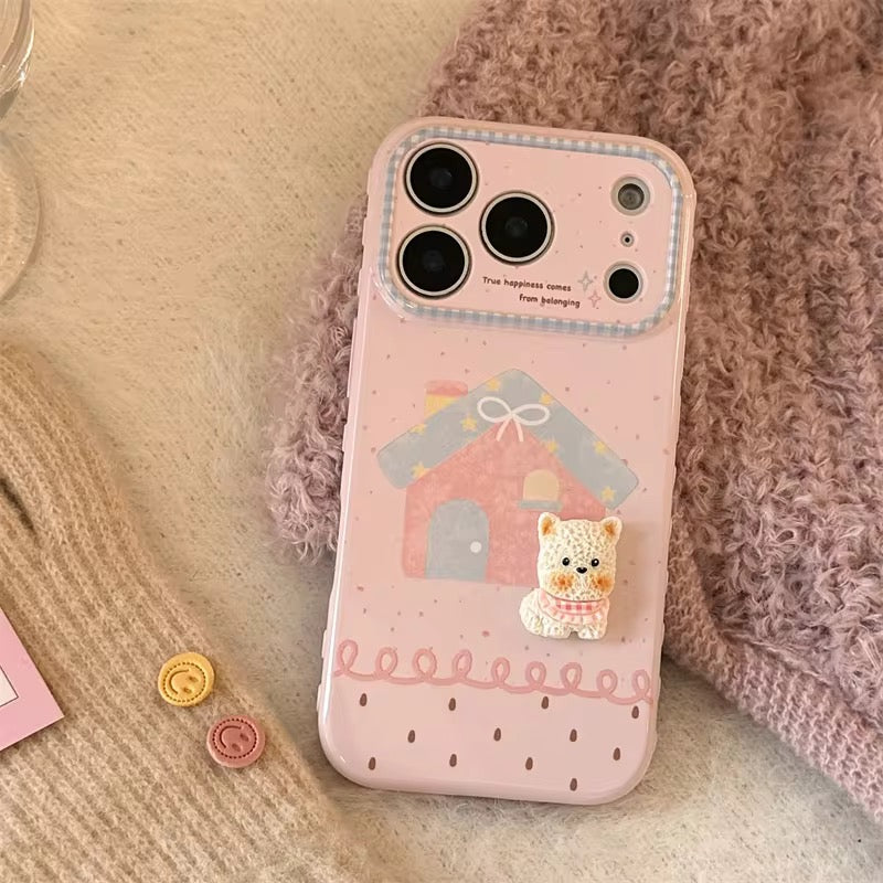 Korean Cute 3D Puppy Home iPhone Pre-Order Glossy Soft Silicone Case