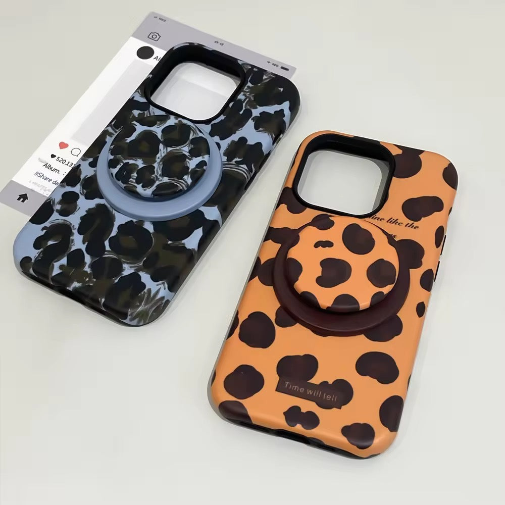 Brown Blue Leopard Magsafe Magnetic Phone Holder iPhone Pre-Order Case