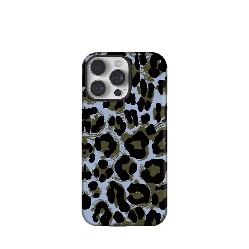 Brown Blue Leopard Magsafe Magnetic Phone Holder iPhone Pre-Order Case