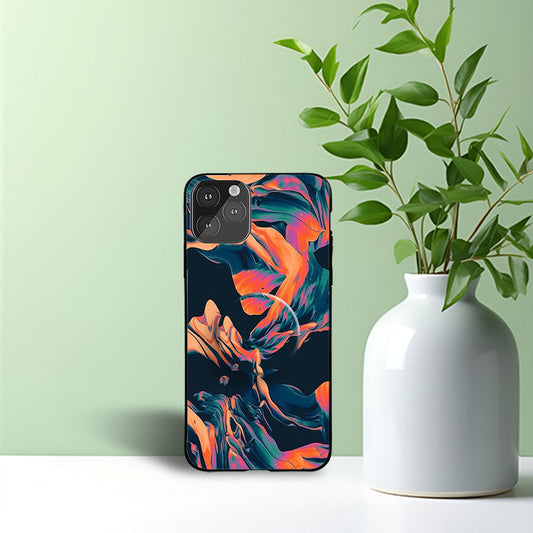 Marble Neon Phone Holder Glossy Metal Bumper Case