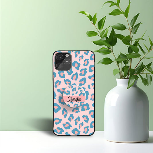 Pastel Leopard  Phone Holder Glossy Metal Bumper Case