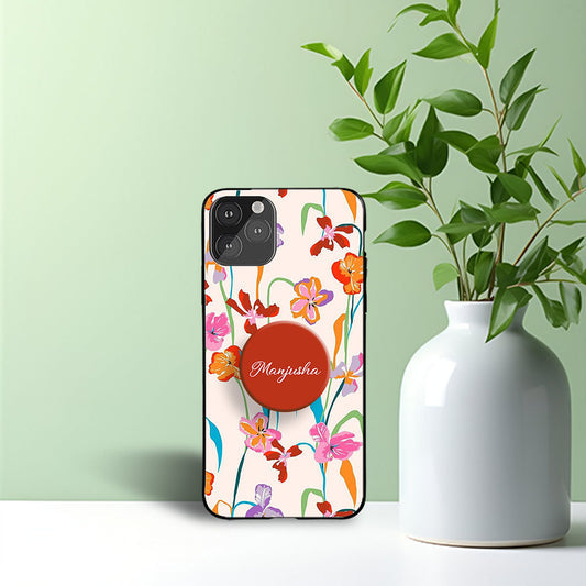 Wild Floral Flower Phone Holder Glossy Metal Bumper Case