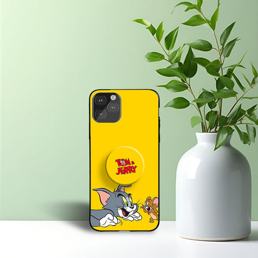Tom & Jerry Yellow Phone Holder Glossy Metal Bumper Case