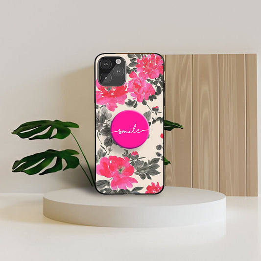 Petal Muse Floral Flower Phone Holder Glossy Metal Bumper Case