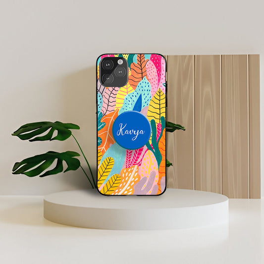 Colorful Leafora Phone Holder Glossy Metal Bumper Case