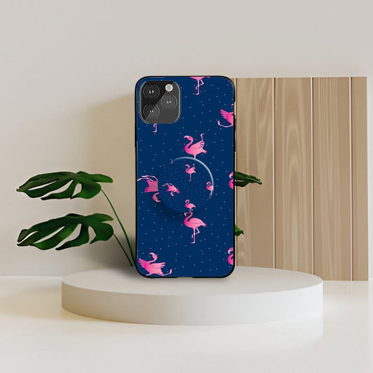 Flamingo Frenzy Phone Holder Glossy Metal Bumper Case