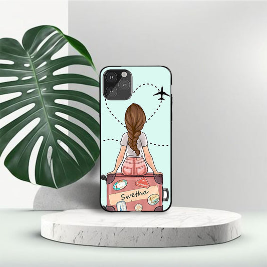 Traveller Girl Suitcase Custom Glossy Metal Bumper Case