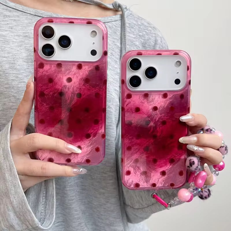 Pink Tie-Dye Polka Dots iPhone Pre-Order Case With Bracelet Chain Charm