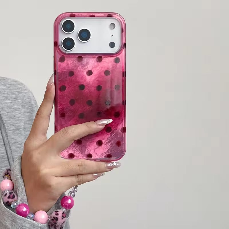 Pink Tie-Dye Polka Dots iPhone Pre-Order Case With Bracelet Chain Charm