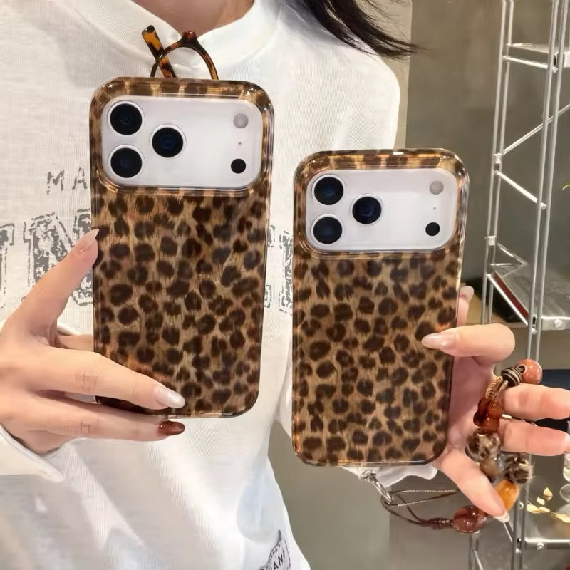 Brown Yellow Leopard Print iPhone Pre-Order Case With Bracelet Chain Charm