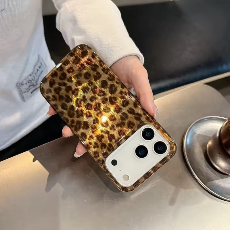 Brown Yellow Leopard Print iPhone Pre-Order Case With Bracelet Chain Charm