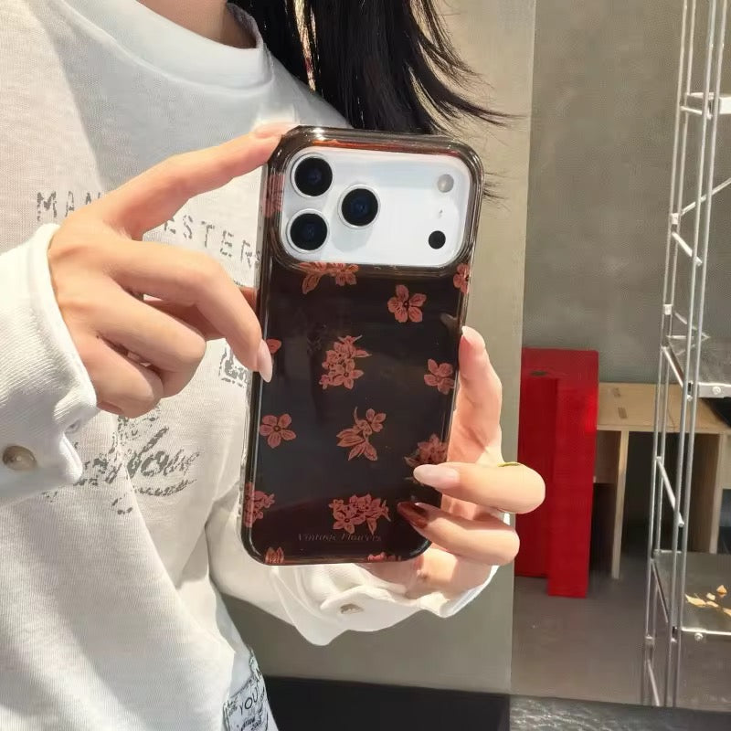 Autumn Winter Brown Floral iPhone Pre-Order Case With Bracelet Chain Charm
