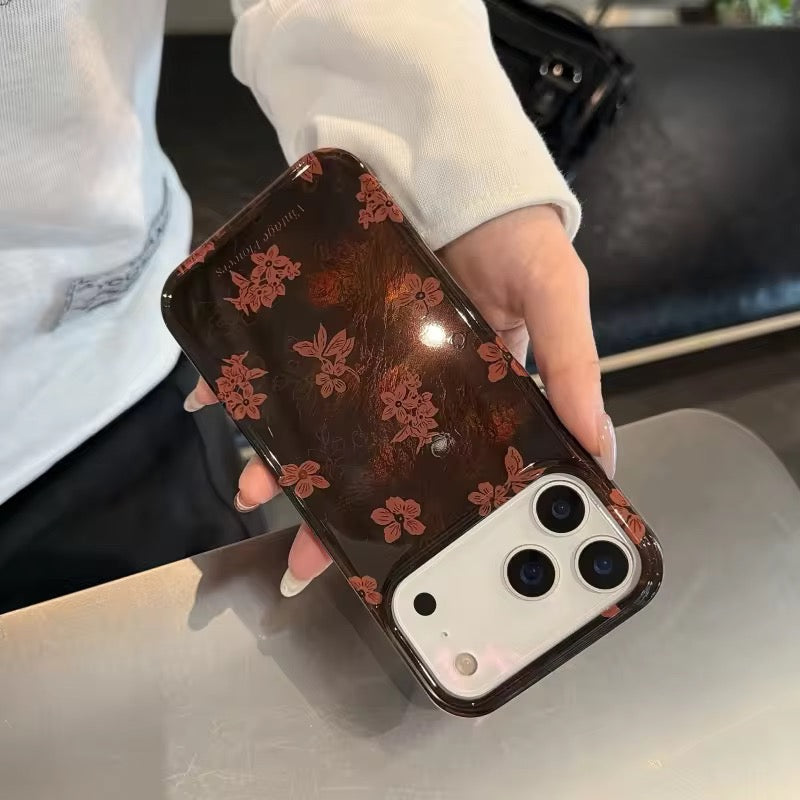 Autumn Winter Brown Floral iPhone Pre-Order Case With Bracelet Chain Charm