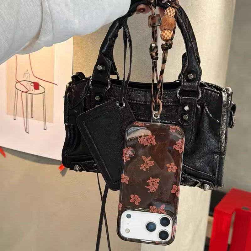 Autumn Winter Brown Floral iPhone Pre-Order Case With Bracelet Chain Charm