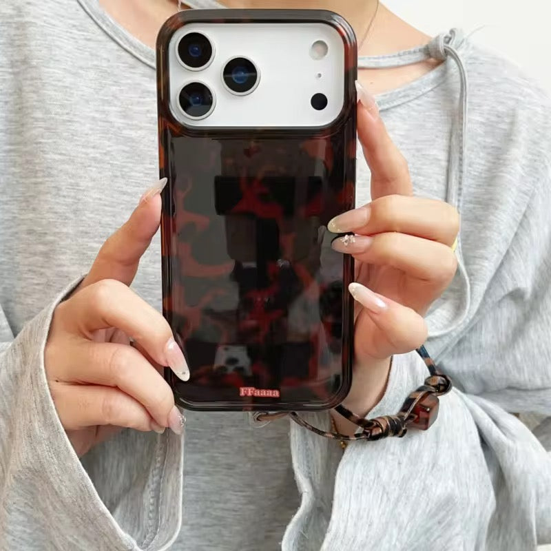 Dark Brown Leopard iPhone Pre-Order Case With Bracelet Chain Charm