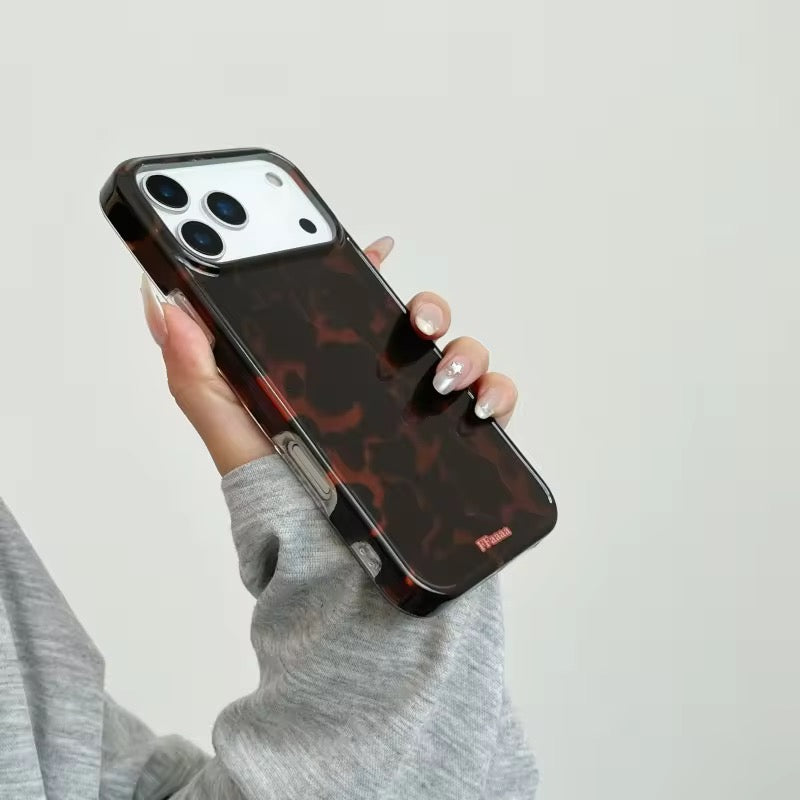 Dark Brown Leopard iPhone Pre-Order Case With Bracelet Chain Charm