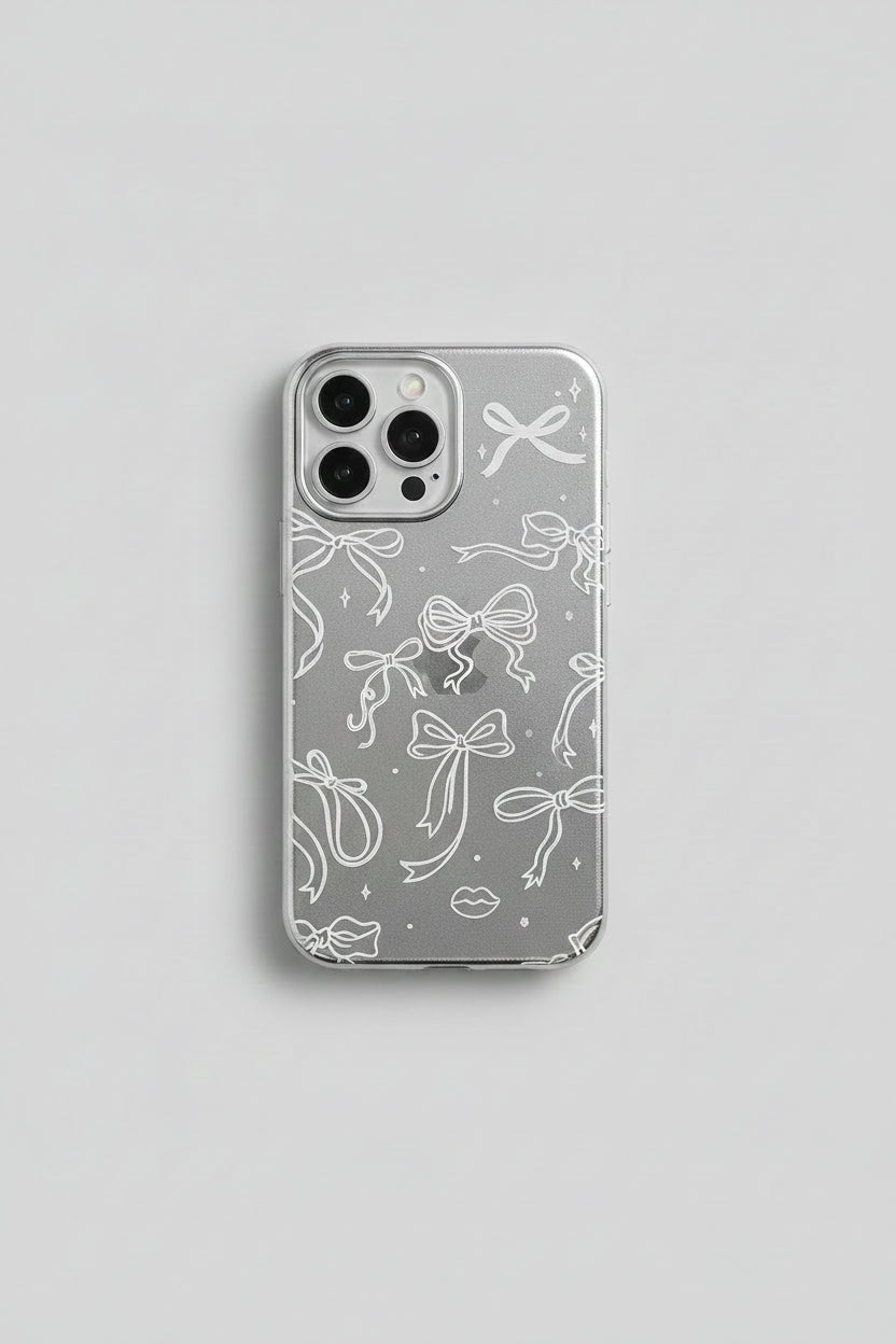 Korean Silver Bow Leather Plating iPhone Pre-Order Case