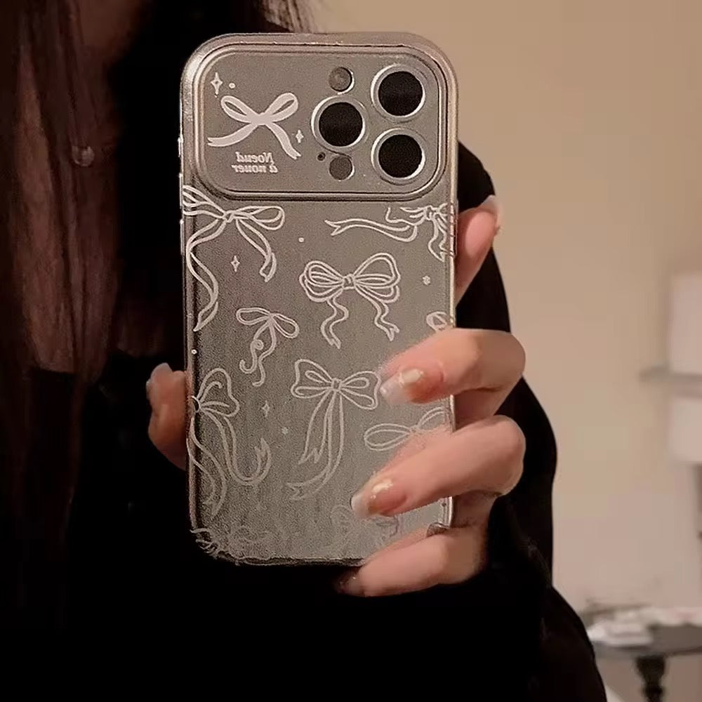 Korean Silver Bow Leather Plating iPhone Pre-Order Case