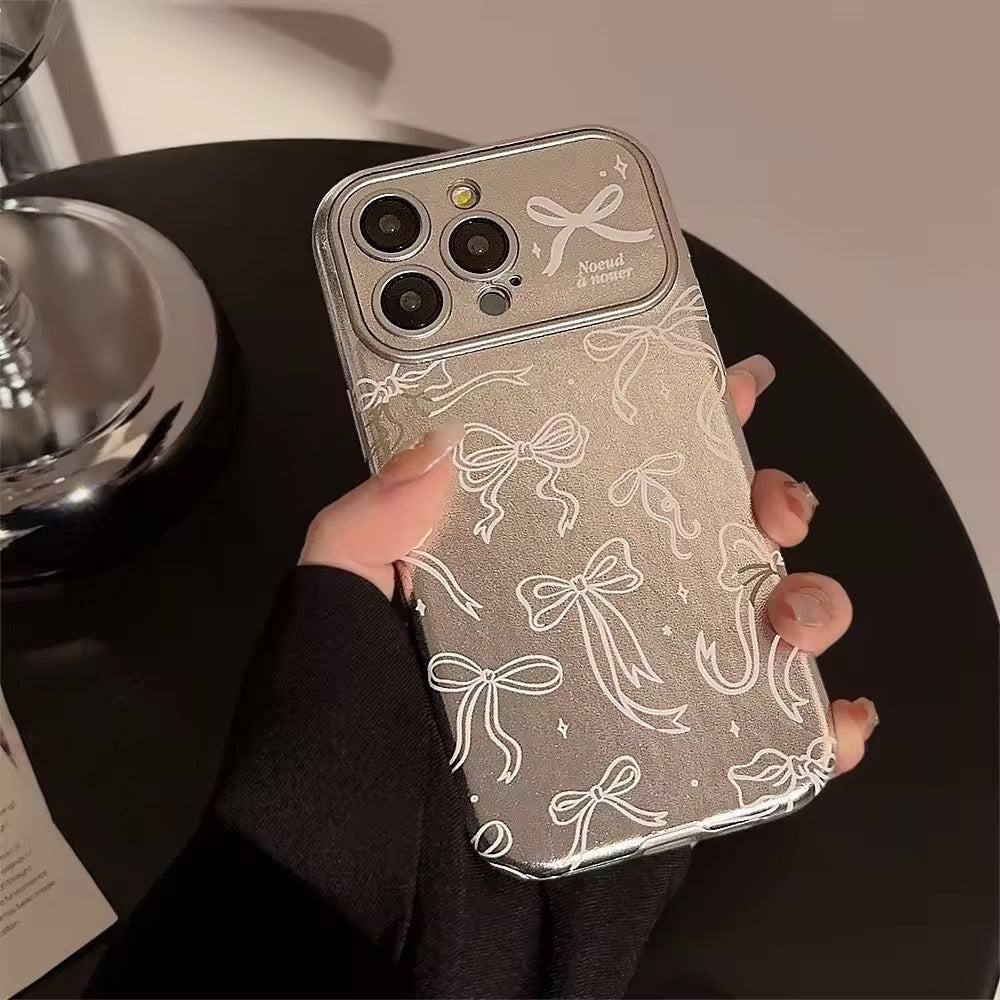 Korean Silver Bow Leather Plating iPhone Pre-Order Case