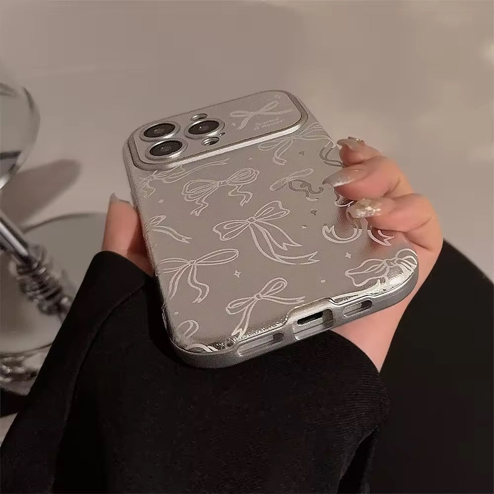 Korean Silver Bow Leather Plating iPhone Pre-Order Case