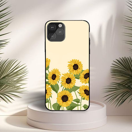 Aesthetic Sunflower Printed Custom Glossy Metal Bumper Case