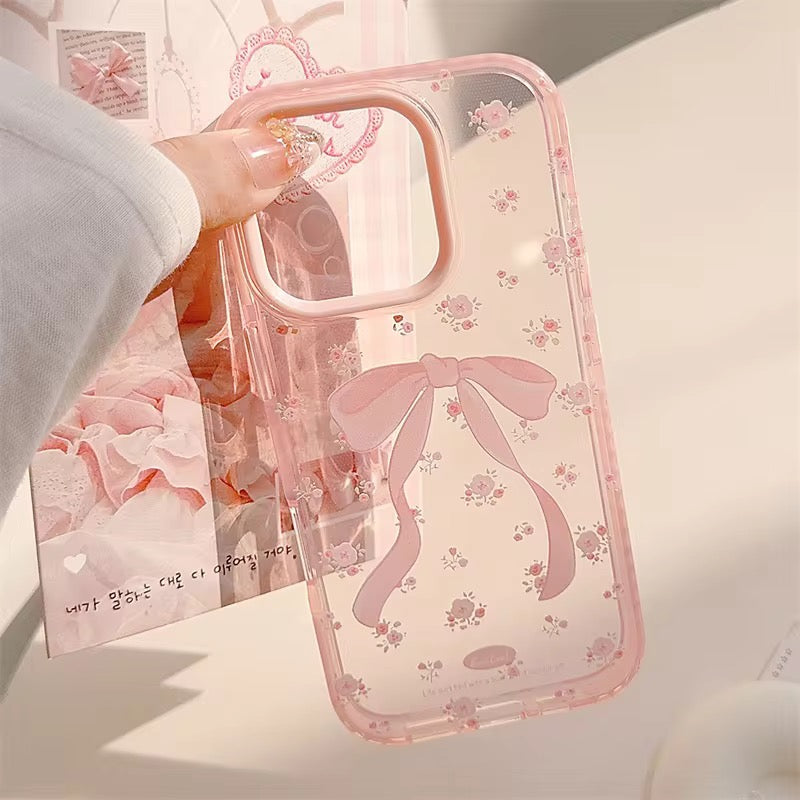 Pink Cute Bow Korean Bumper iPhone Pre-Order Soft Transparent Case