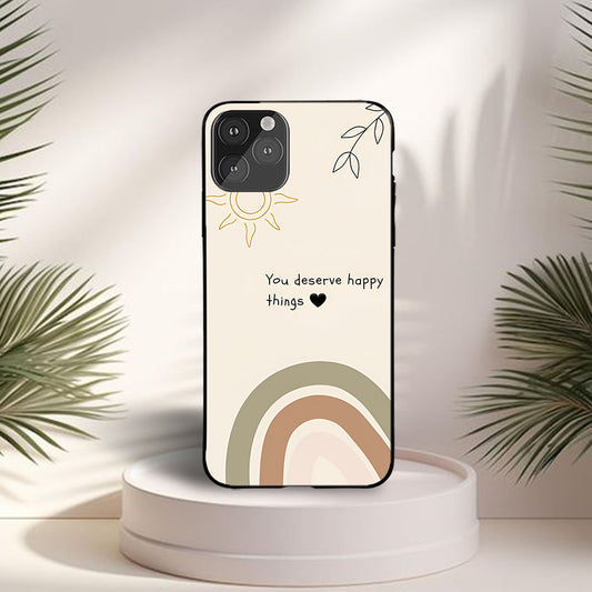 Aesthetic Deserve Happy Custom Glossy Metal Bumper Case