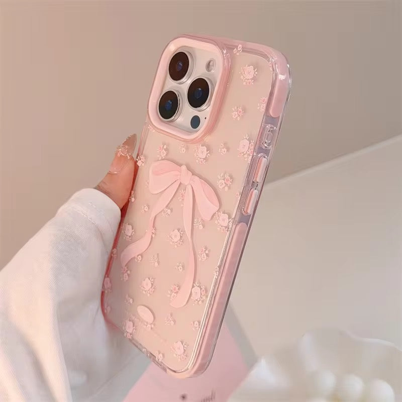 Pink Cute Bow Korean Bumper iPhone Pre-Order Soft Transparent Case