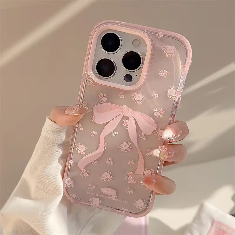 Pink Cute Bow Korean Bumper iPhone Pre-Order Soft Transparent Case