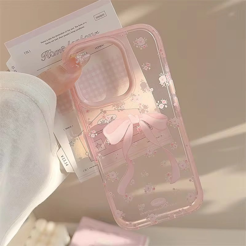 Pink Cute Bow Korean Bumper iPhone Pre-Order Soft Transparent Case