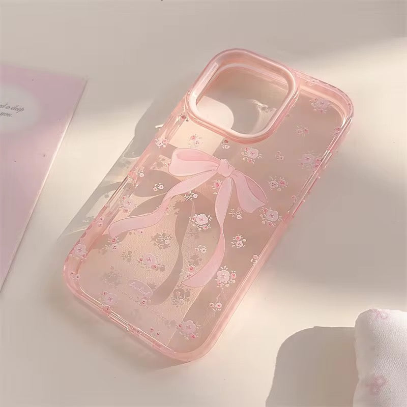 Pink Cute Bow Korean Bumper iPhone Pre-Order Soft Transparent Case