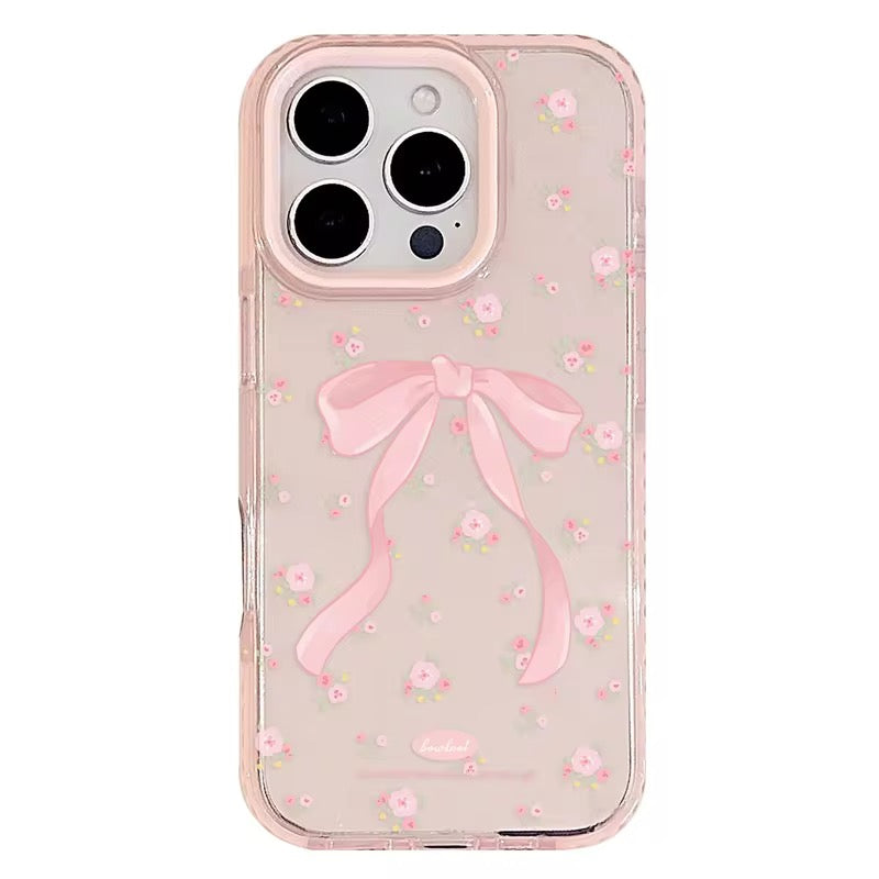 Pink Cute Bow Korean Bumper iPhone Pre-Order Soft Transparent Case
