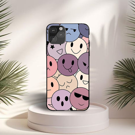 Aesthetic Smiley Glossy Metal Bumper Case