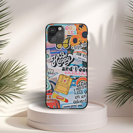 Aesthetic Be Happy Glossy Metal Bumper Case