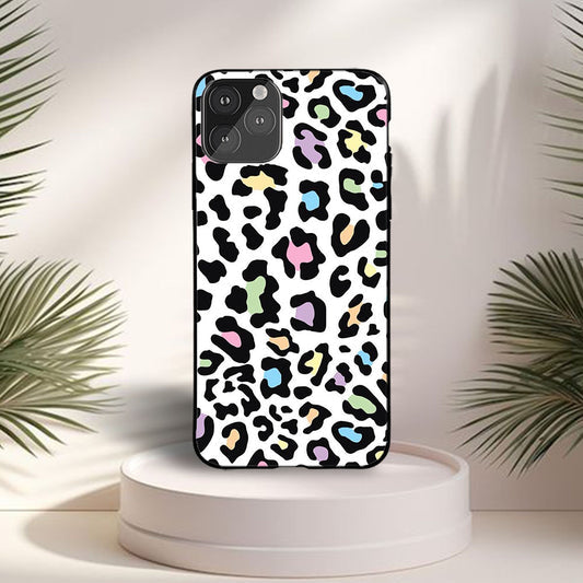 Aesthetic White Leopard Glossy Metal Bumper Case