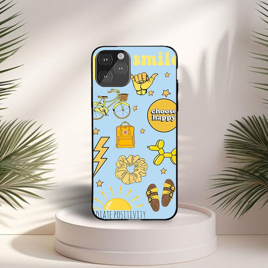 Aesthetic Choose Happy Glossy Metal Bumper Case
