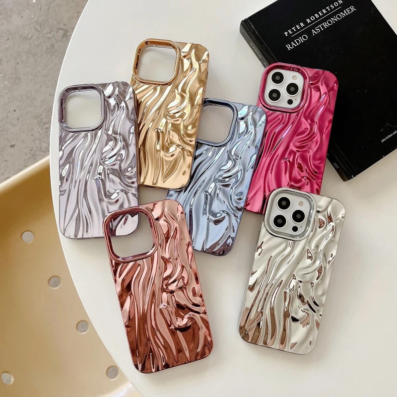 Glossy Plated Color Aesthetic Textured iPhone  Soft Silicone Case