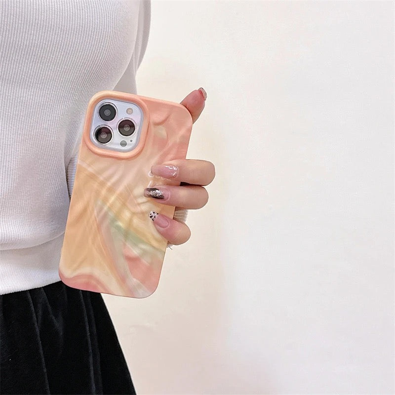 Peach Shaded Aesthetic Textured iPhone  Soft Silicone Case