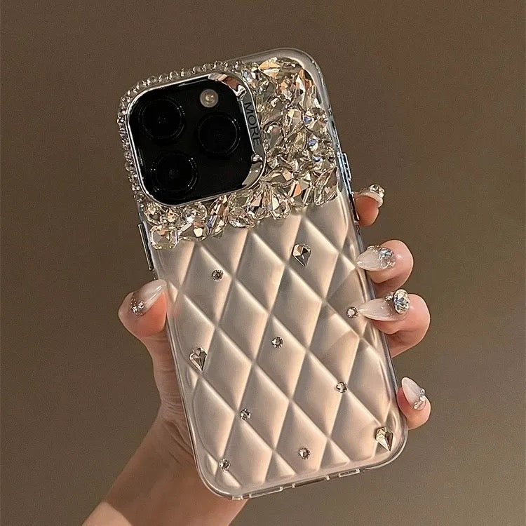 Luxury Silver 3D Diamond Studded Crystal Shining iPhone Case